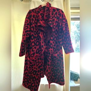 Cozy Red Animal Print Coatigan